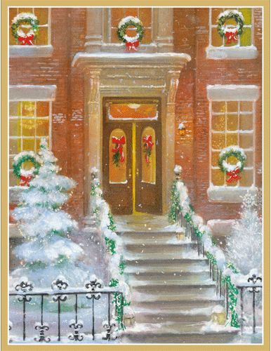 Decorated Brownstone Christmas Cards Boxed - 16 Cards &amp; Envelopes