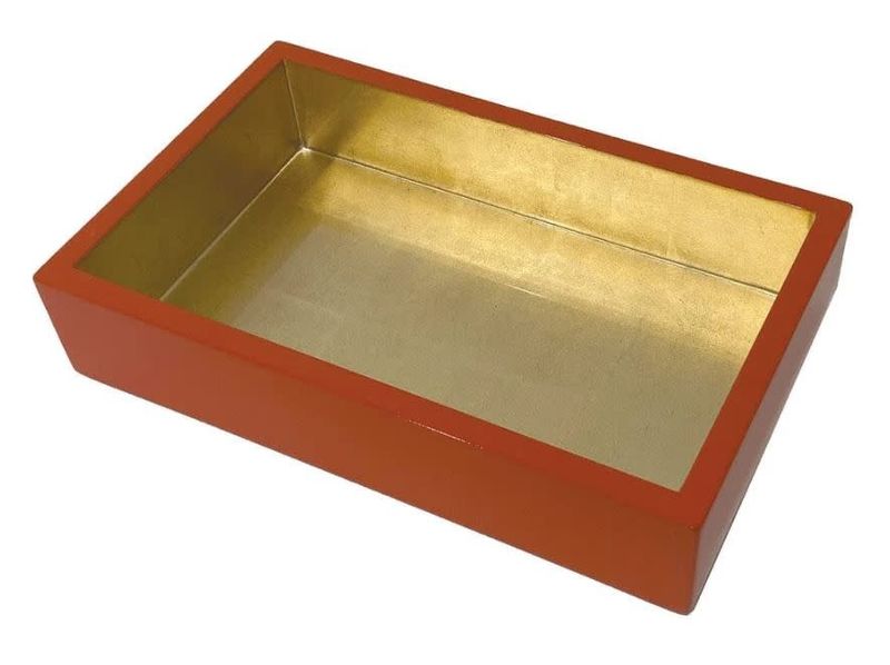 Lacquer Guest Towel Napkin Holder in Coral &amp; Gold