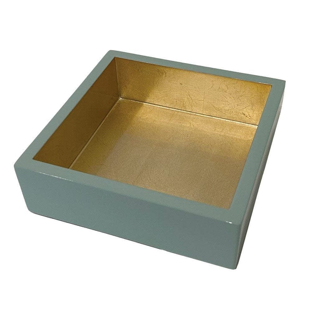 Lacquer Cocktail Napkin Holder in Celadon &amp; Gold - 1 Each