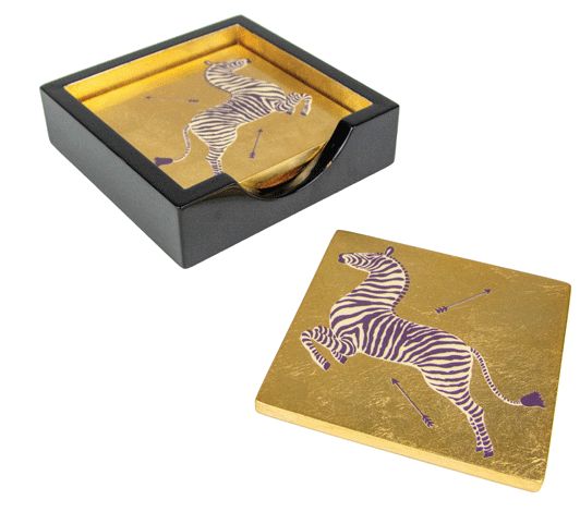 Zebras Gold Lacquer Coaster Set