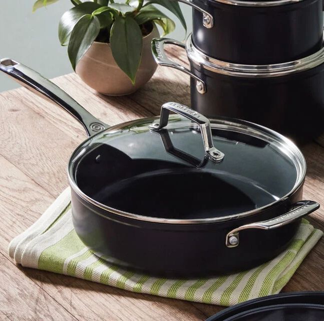 Essential Non-Stick Ceramic Saute Pan with Glass Lid 4.25qt
