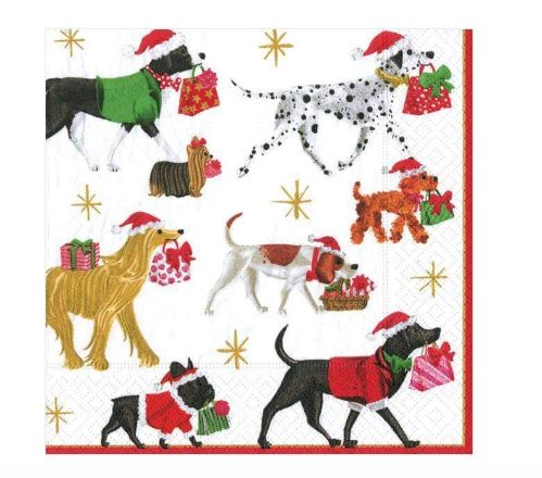 Christmas Delivery Paper Cocktail Napkins in White - 20 Per Package