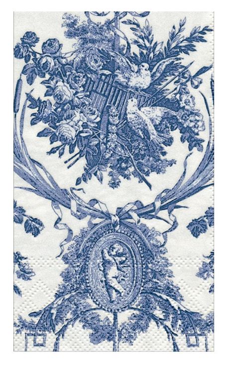 Romantic Toile Blue Guest Towel Napkins - 15 Per Package