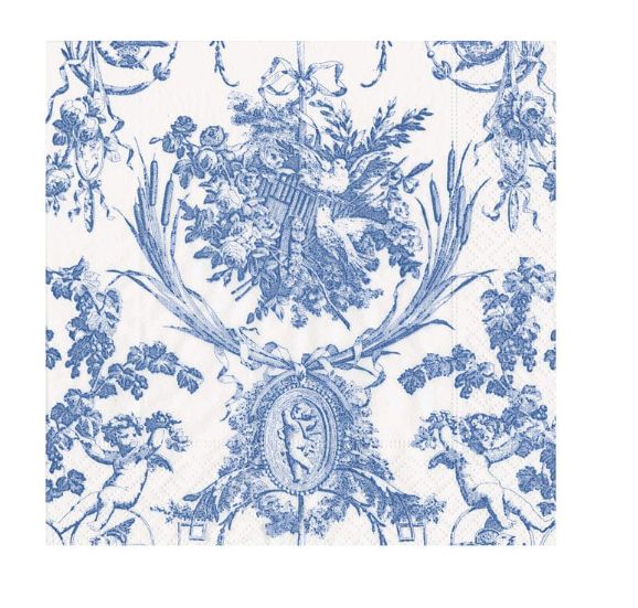 Romantic Toile Blue Cocktail Napkins - 20 Per Package