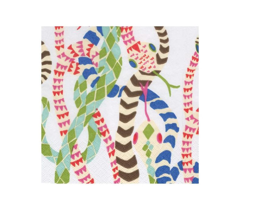 Serpentine White Cocktail Napkins - 20 Per Package