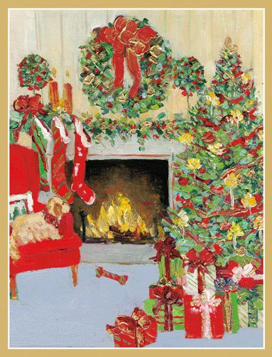 Decorated Living Room Boxed Christmas Cards - 15 Cards And Envelopes