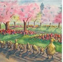 Watercolor Ducklings Marble Coaster