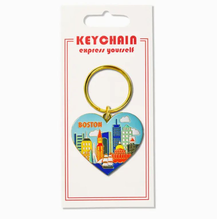 Boston Skyline Heart Keychain