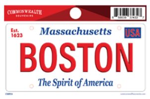 Boston License Plate Sticker 4"