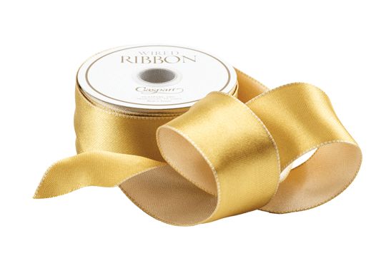 Satin Gold/Ivory Reversable Wired Ribbon - 6 Yard Spool