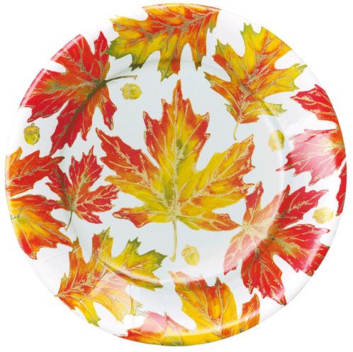 Autumn Hues Round Paper Salad &amp; Dessert Plates - 8 Per Package