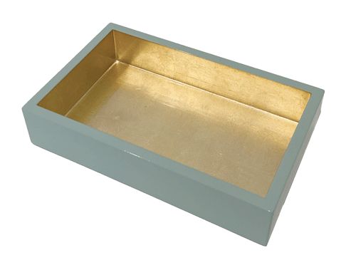Lacquer Guest Towel Napkin Holder in Celadon &amp; Gold - 1 Each