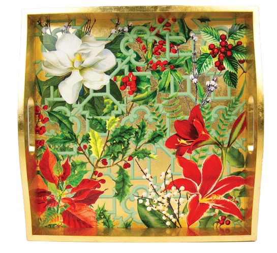 Christmas Garden Lacquer Square Tray