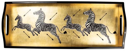 Zebras Gold Lacquer Bar Tray