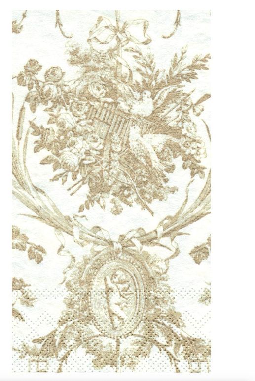 Romantic Toile Gold Guest Towel Napkins - 15 Per Package