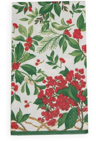 Holly Chintz White Guest Towel Napkins - 15 Per Package