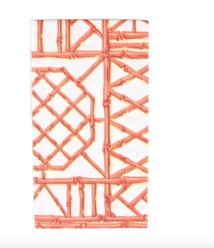 Bamboo Screen Coral Paper Linen Guest Towel Napkins - 12 Per Package