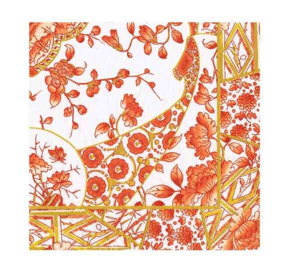 Gilded Porcelain Coral Cocktail Napkins - 20 Per Package