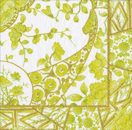 Gilded Porcelain Chartreuse Cocktail Napkins - 20 per Package