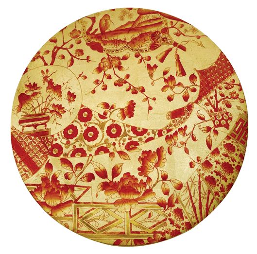 Gilded Porcelain Coral/Gold Lacquer Placemat Round