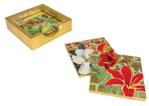 Christmas Garden Lacquer Coaster Set