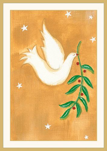 Peace Dove With Holly Branch Card Box of 15