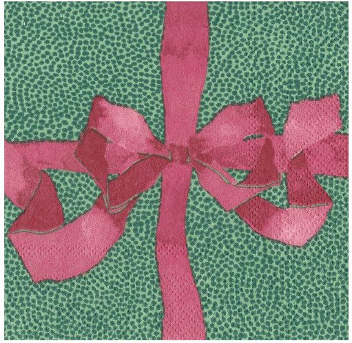 Tied With A Bow Green &amp; Plum Paper Cocktail Napkins - 20 Per Package