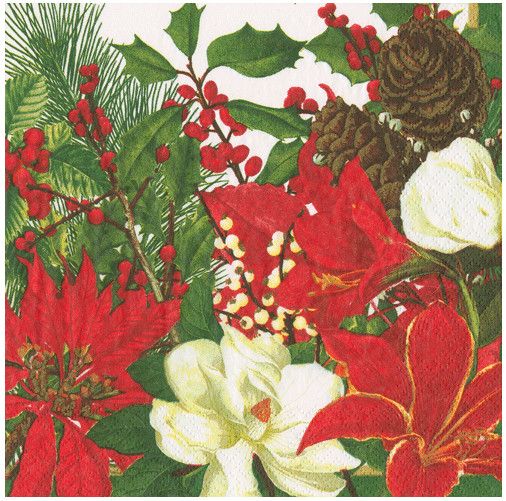 Christmas Garden Paper Cocktail Napkins - 20 Per Package