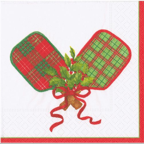Christmas Pickleball Paper Cocktail Napkins - 20 Per Package