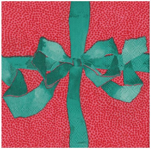 Tied With A Bow Red &amp; Spruce Paper Cocktail Napkins - 20 Per Package