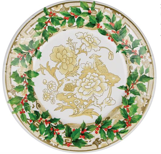 Holly Ceramic Ivory &amp; Gold Salad &amp; Dessert Plates - 8 Per Package