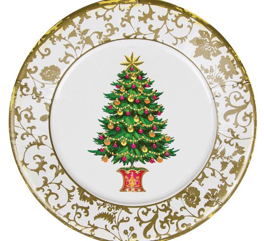 Gilded Tree Salad &amp; Dessert Plates - 8 Per Package