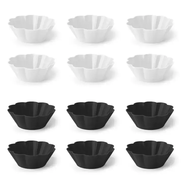 Bakelicious Reusable Silicone Cupcake Liners Set of 12 Black/White