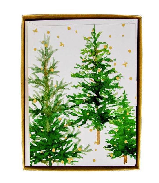 White Christmas Foil Christmas Cards - 10 Christmas Cards &amp; 10 Envelopes