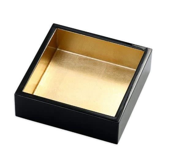 Lacquer Cocktail Napkin Holder in Black &amp; Gold - 1 Each