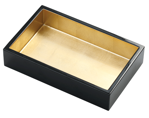 Lacquer Guest Towel Napkin Holder in Black &amp; Gold