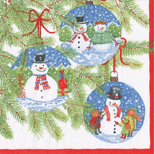 Snowman Ornaments Paper Cocktail Napkins - 20 Per Package
