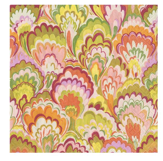 Marbled Ceramica Raspberry/chartreuse Cocktail Napkins - 20 Per Package