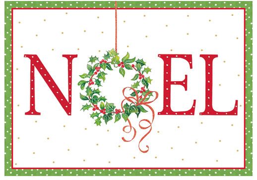 Noel Wreath Christmas Card Set - 15 Cards &amp; 16 Envelopes