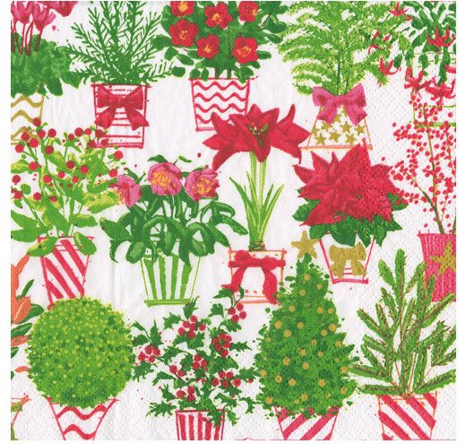 Christmas Flower Market Paper Cocktail Napkins - 20 Per Package