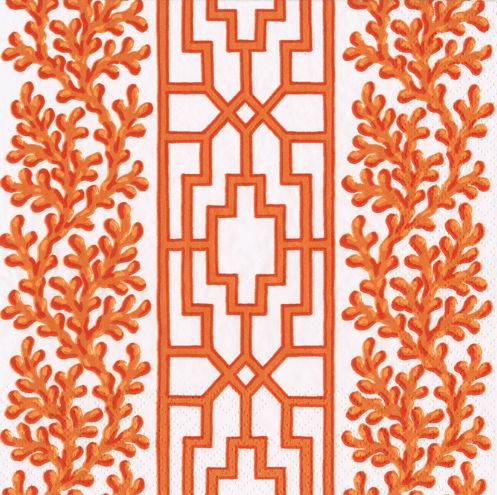 Coral and Trellis Coral Cocktail Napkins - 20 Per Package