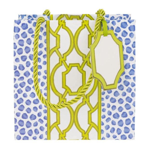 Knots And Spots Blue &amp; Green Small Square Gift Bag