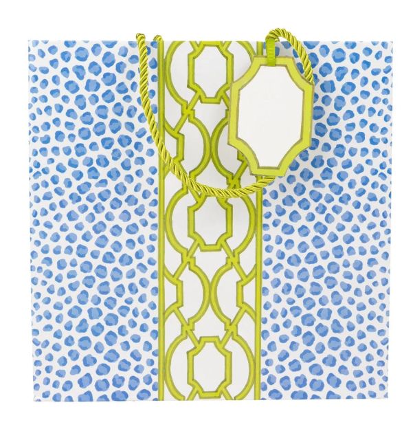 Knots And Spots Blue &amp; Green Medium Square Gift Bag