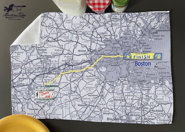 Boston Marathon Route Hand Towel 16" x 24"