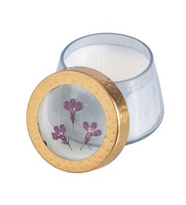 Watercolor Small Pressed Floral Candle - Berry Fig