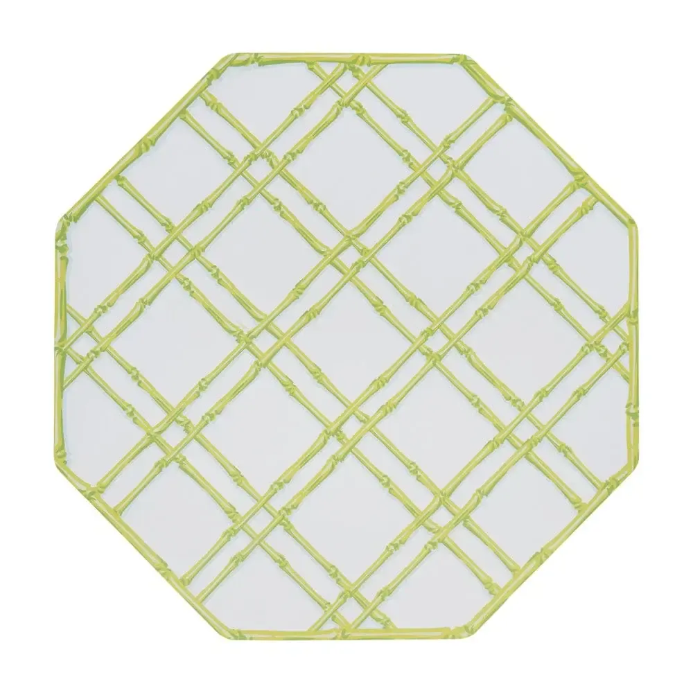 Bamboo Screen Moss Green Paper Placemats Octagon  - 12 Per Package