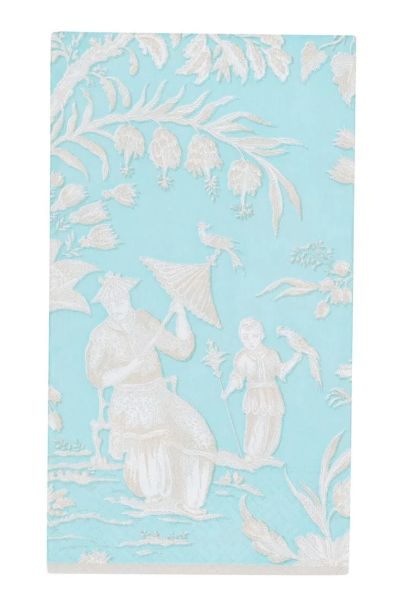 Silk Road Toile Robin's Egg Guest Towel Napkins - 15 Per Package