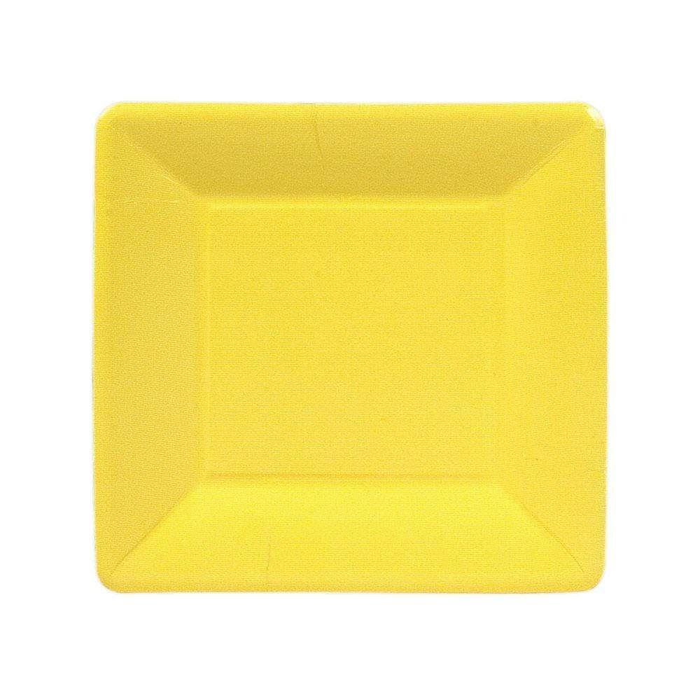 Grosgrain Square Paper Salad &amp; Dessert Plates in Yellow - 8 Per Package