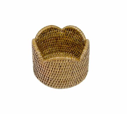 Rattan Scallop Wine Coaster Cream
