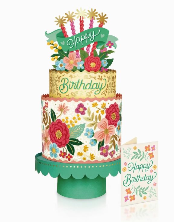 Blooming Birthday Cake Pop-Up Greeting Card